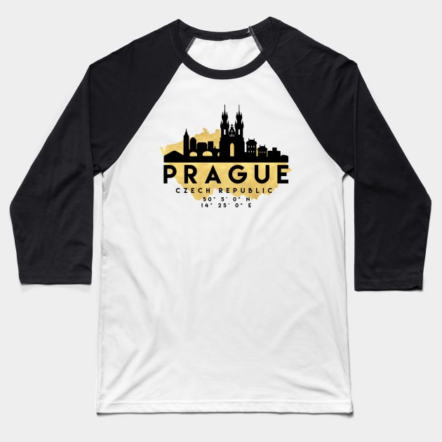 Prague Czech Republic Skyline Map Art Baseball T-Shirt by deificusArt